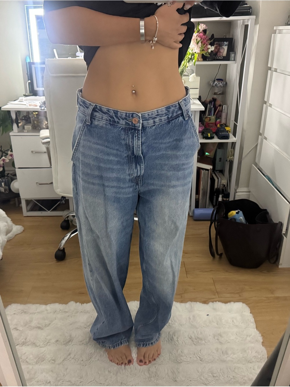 Bershka Light Wash Boyfriend Jeans - Blue